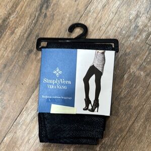 Brand New-Simply Vera Vera Wang Black Fashion Leggings-Size Large